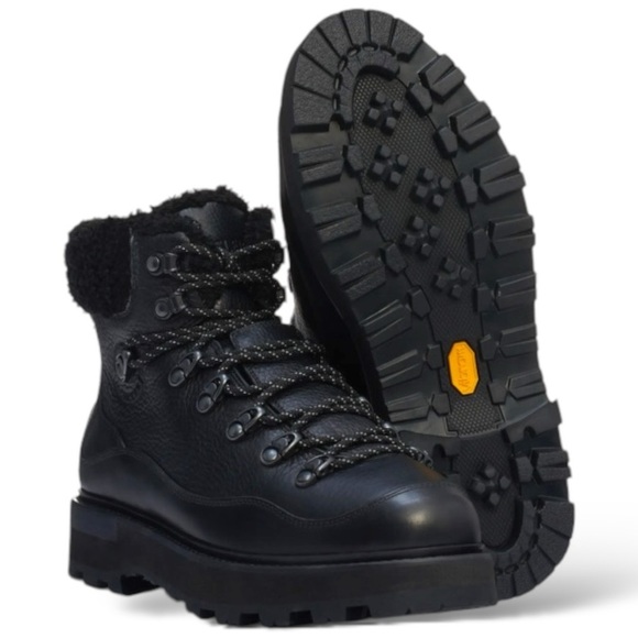 Moncler Peka Trek Leather Shearling Hiking Combat Boots Booties Size 7 New - Picture 10 of 14